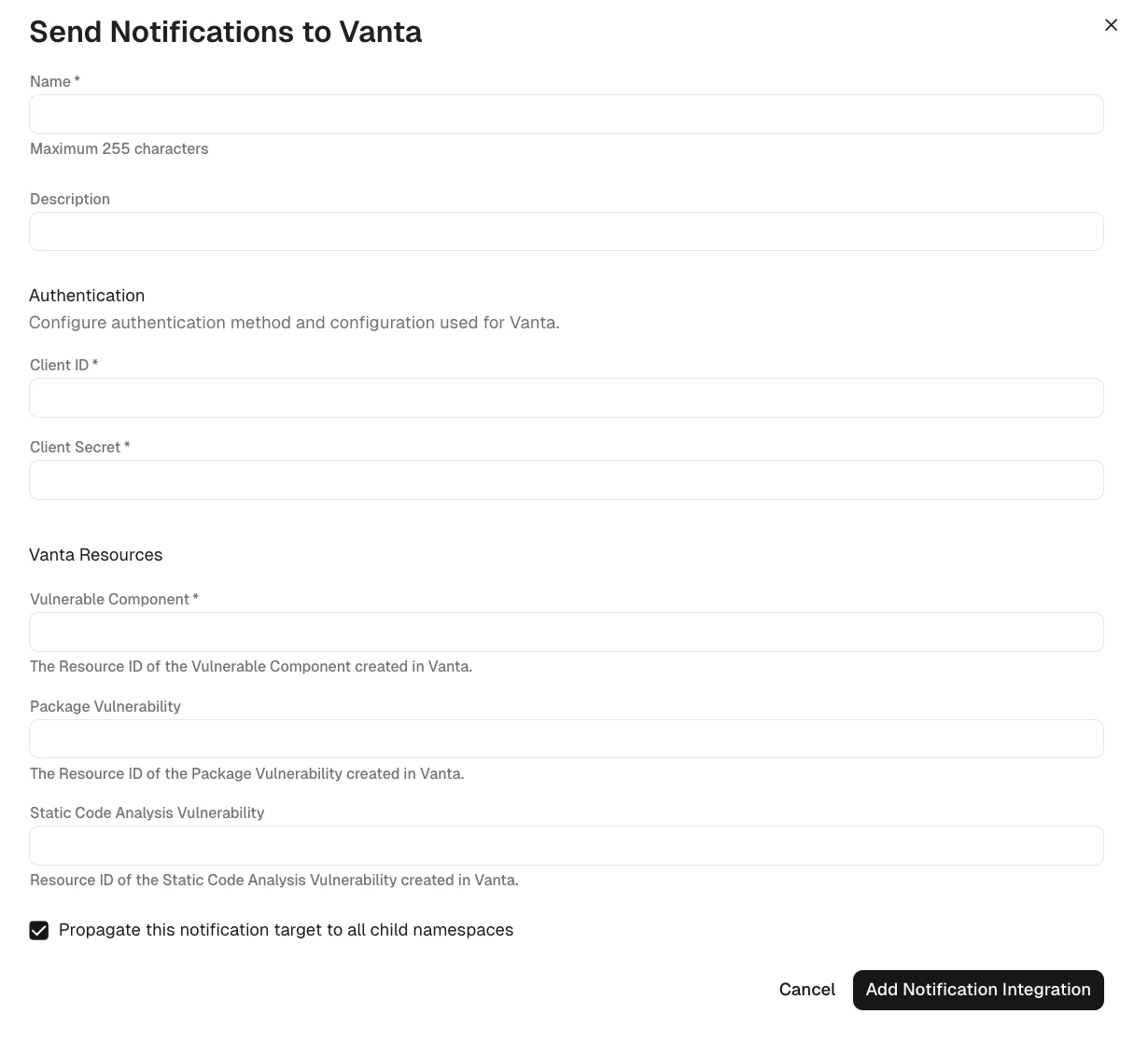 Add Notification Integration