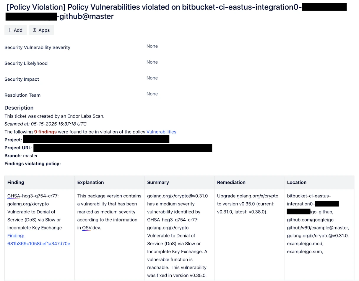 Findings in Jira