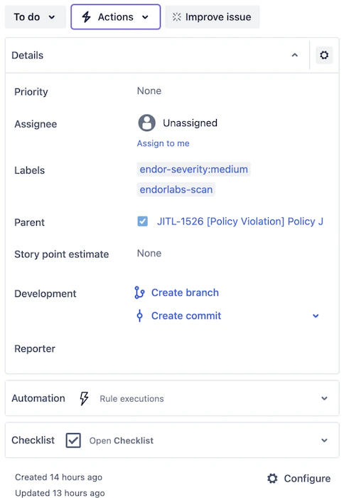 Example of Jira label
