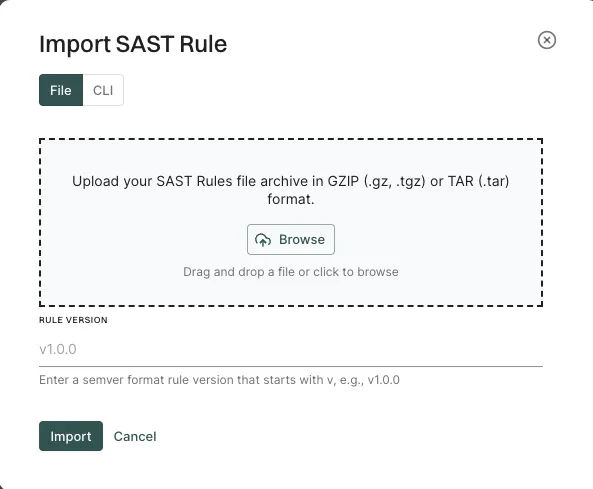 Import SAST rule