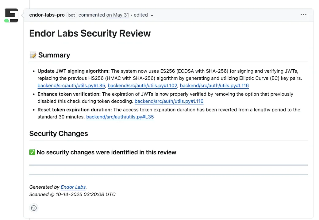 Example of AI security review