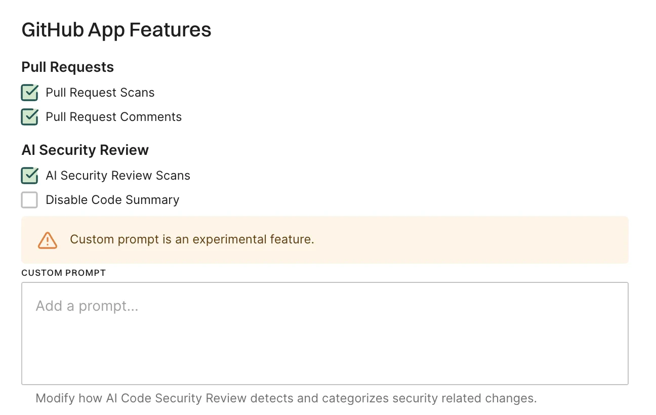 Scan profile for AI security code review