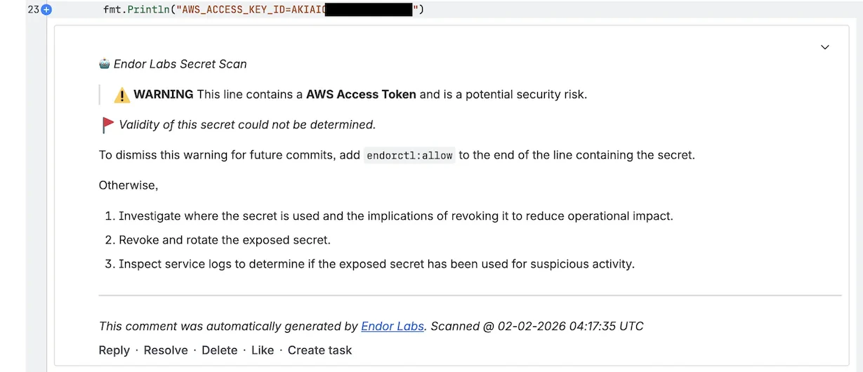 Bitbucket secrets comment example