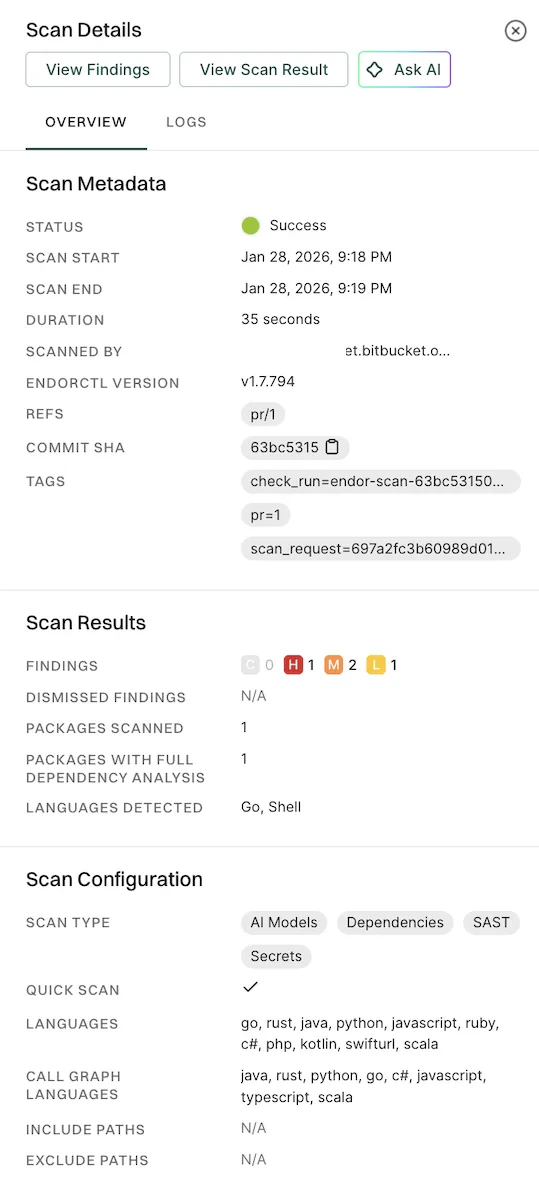 View PR scan findings