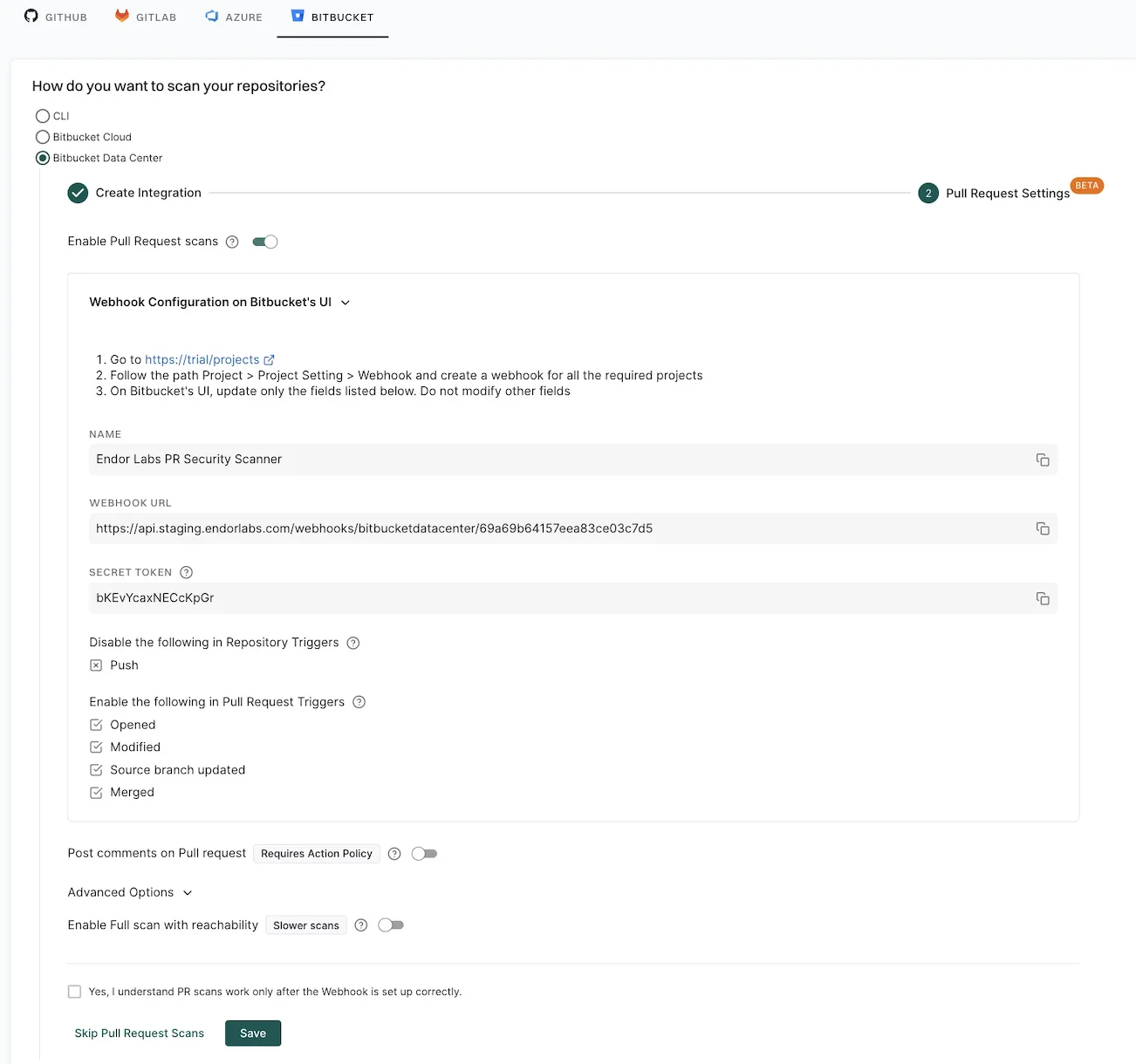 Pull request scan during installation