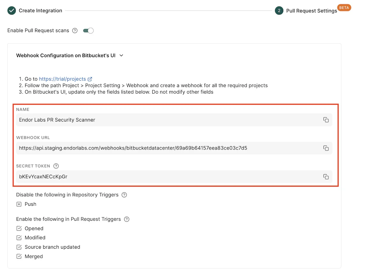 Webhook configuration