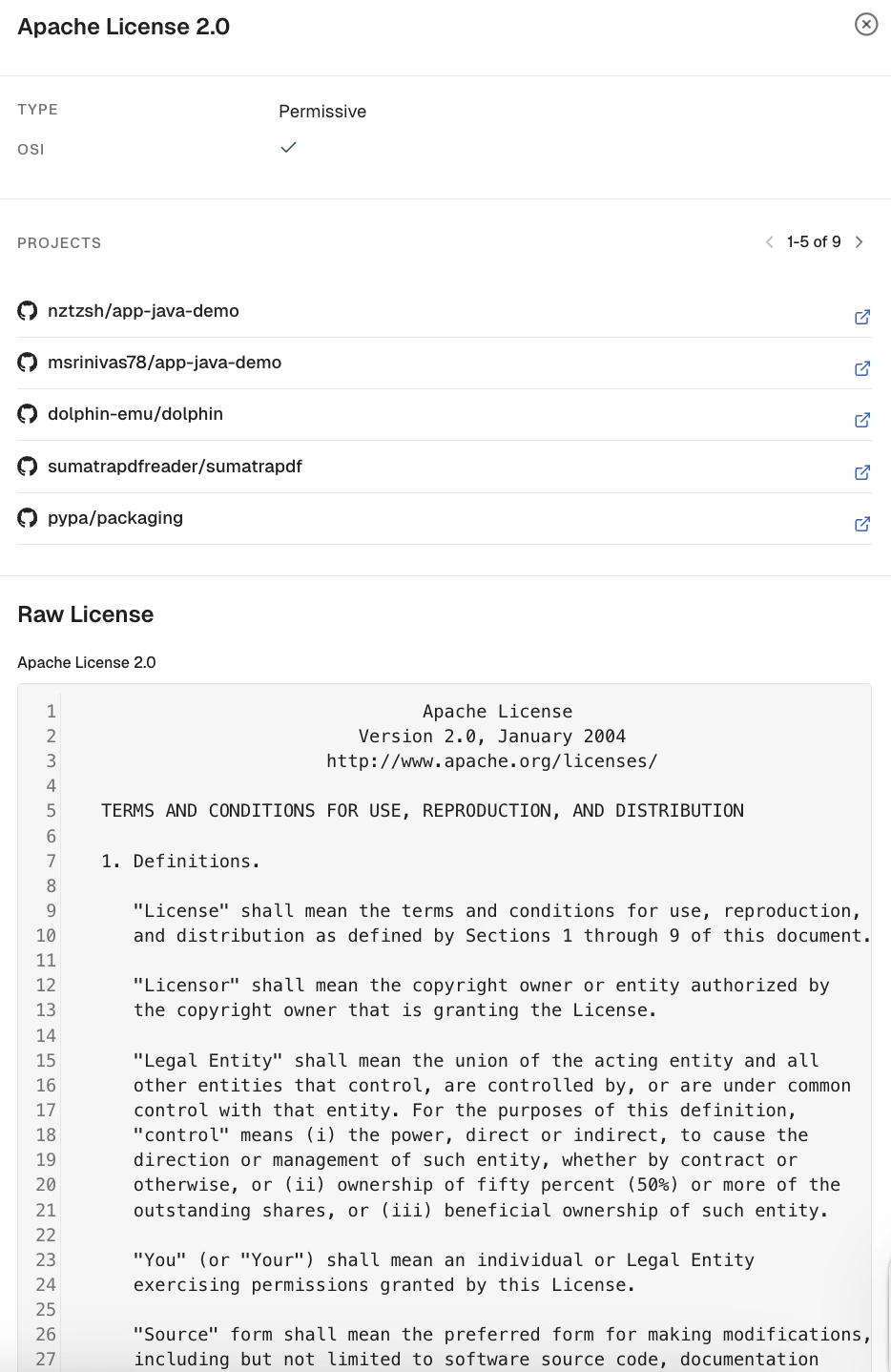 View license details