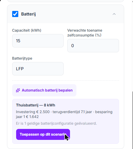 Automatisch batterij bepalen: voorstel met toelichting