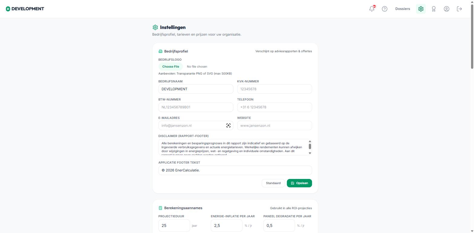 Instellingen 01 Bedrijfsprofiel