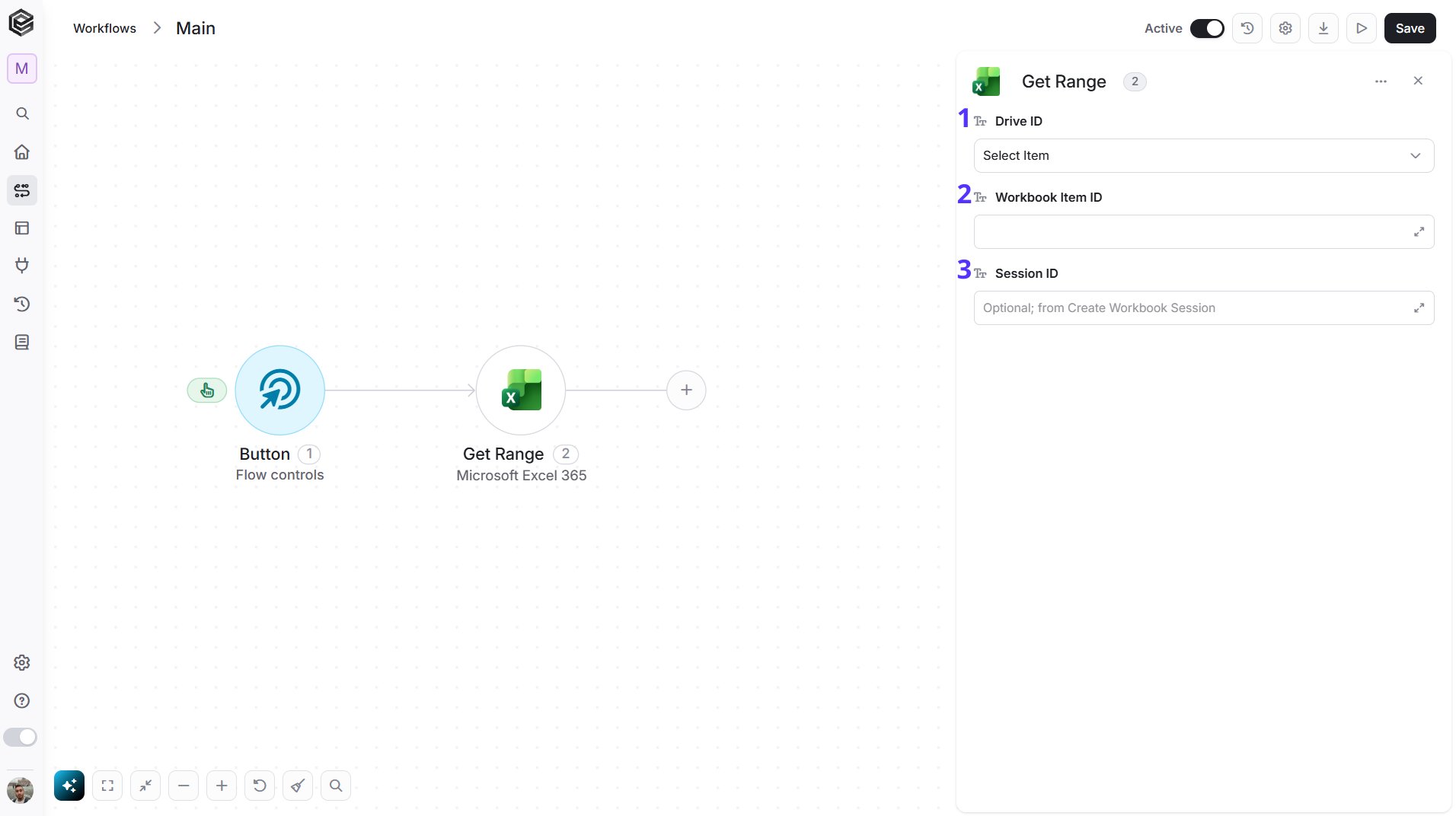 Microsoft Excel 365 — Get Range action