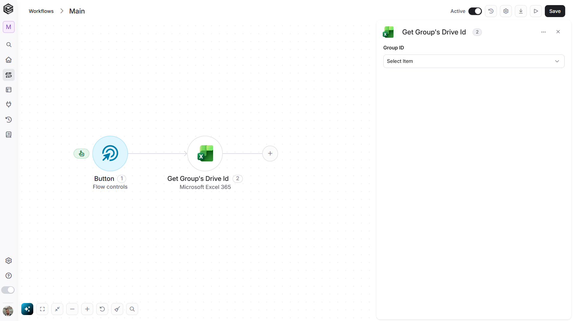 Microsoft Excel 365 — Get Group's Drive Id action