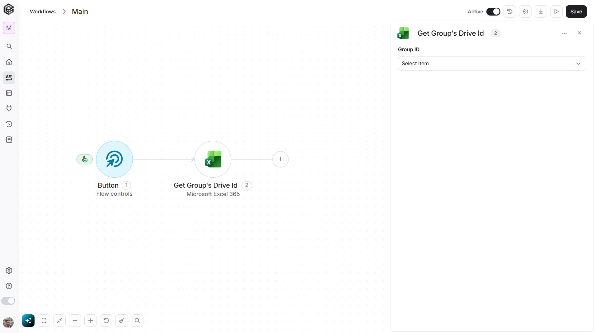 Microsoft Excel 365 — Get Group's Drive Id action