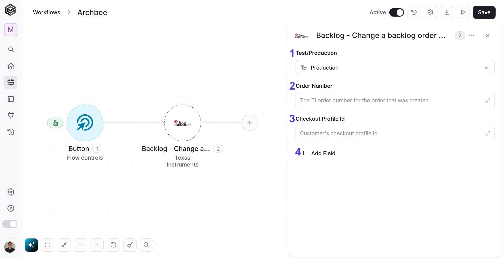 Test/Production – Select whether the action applies to the Test or Production environment.