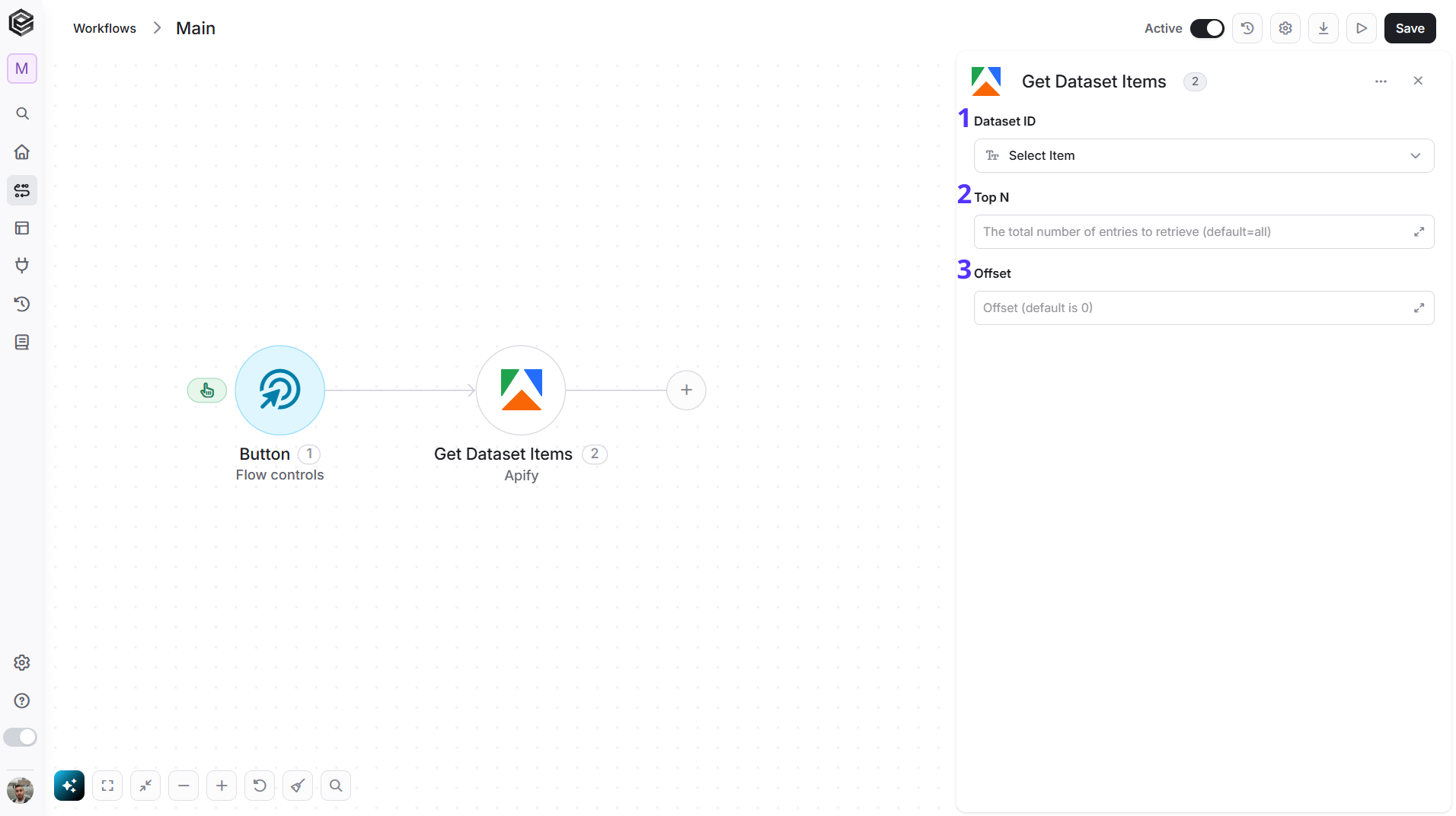 Apify — Get Dataset Items action