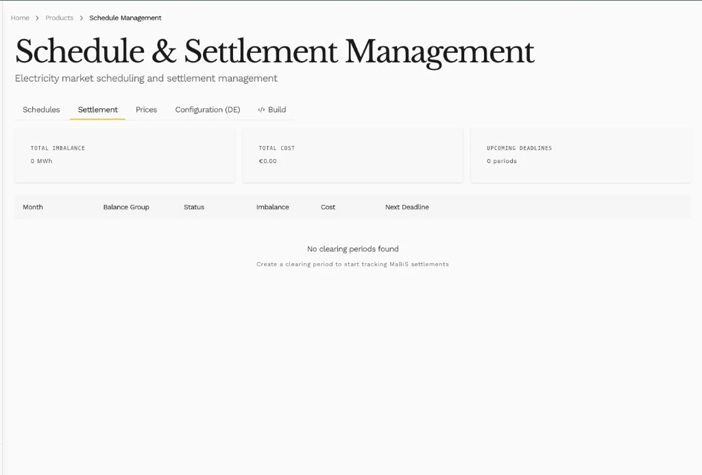 Settlement overview tab