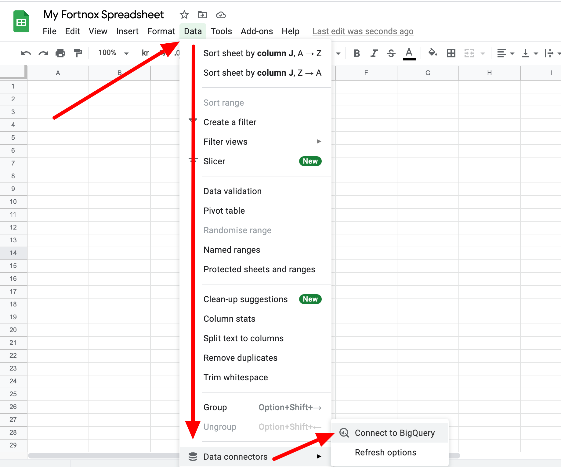 Enhanza Google Sheets Menu Pn