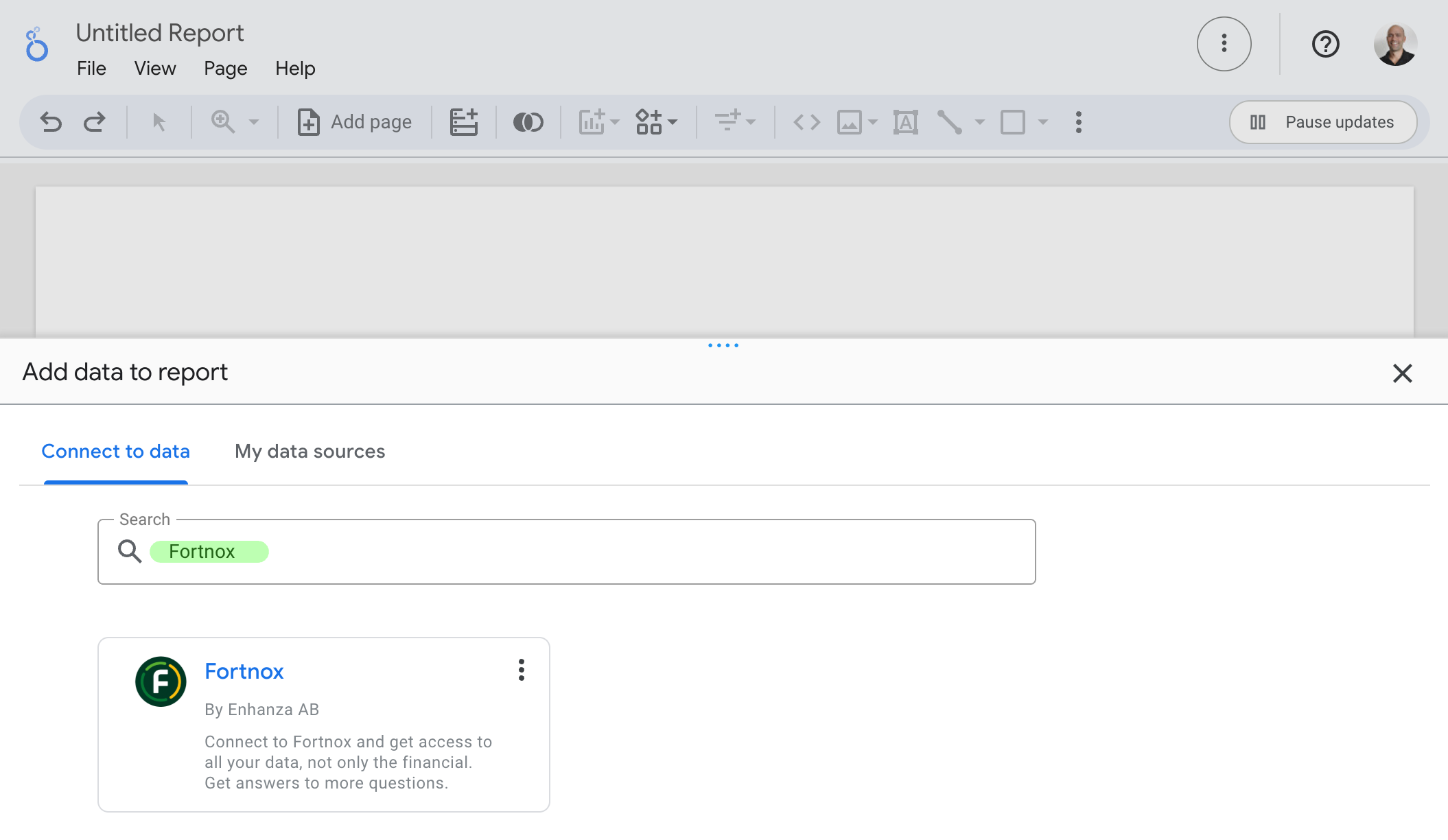 Looker Studio Connect Fortnox Pn