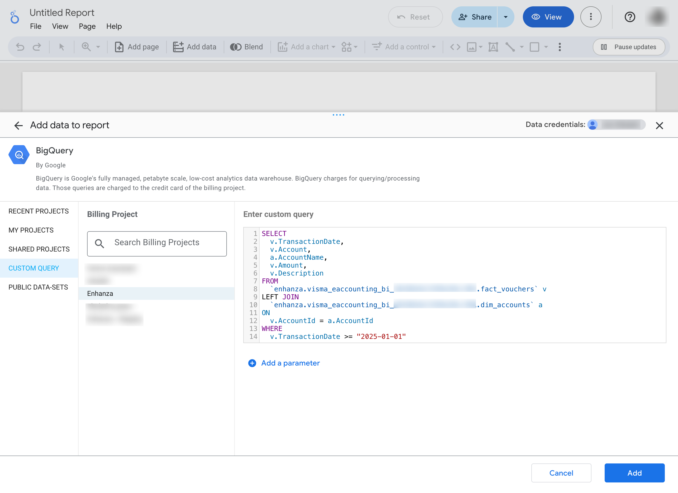 Looker Studio Query Bigquery Pn