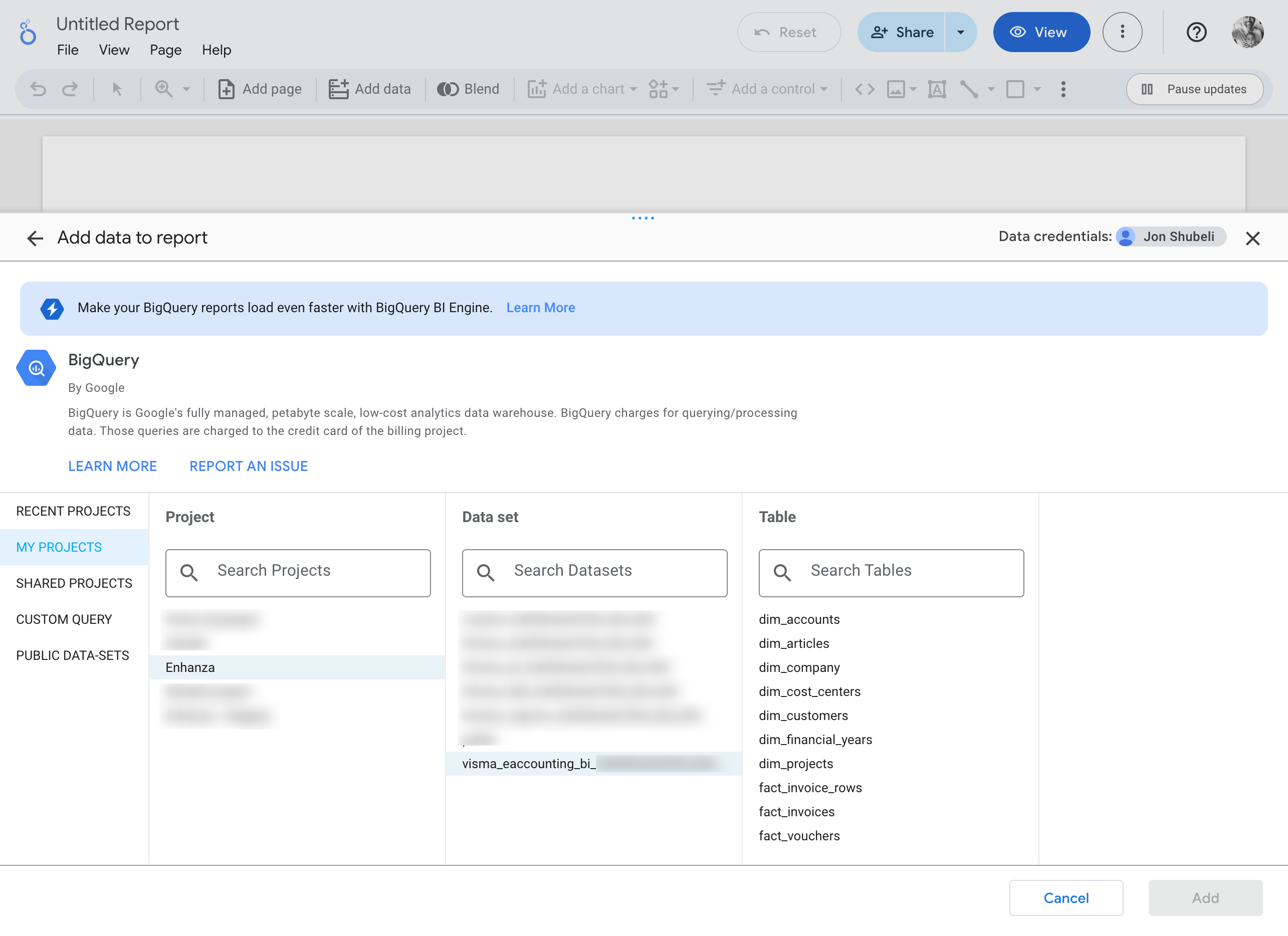 Looker Studio Select Bigquery Pn
