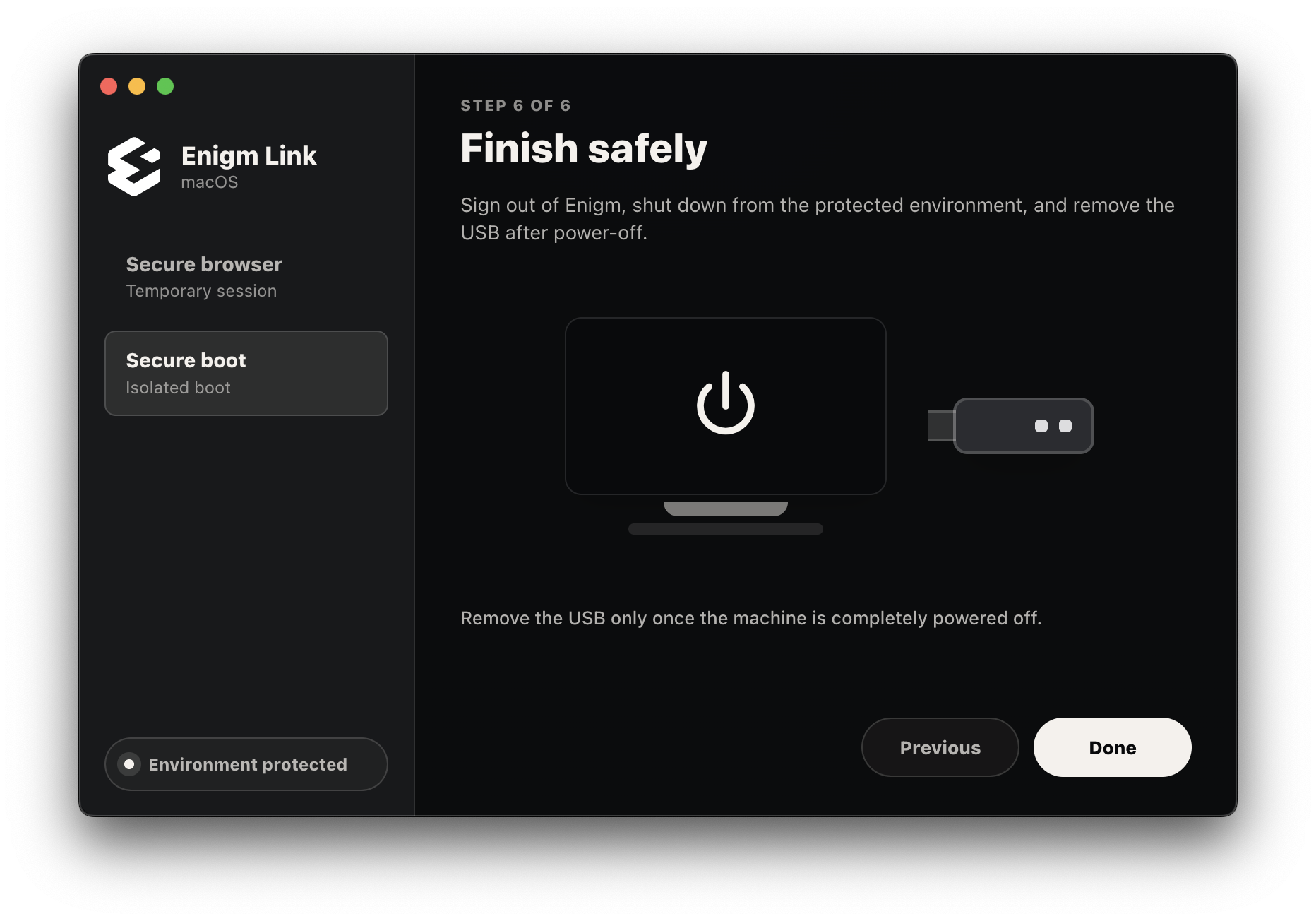Enigm Link secure boot step six finish safely