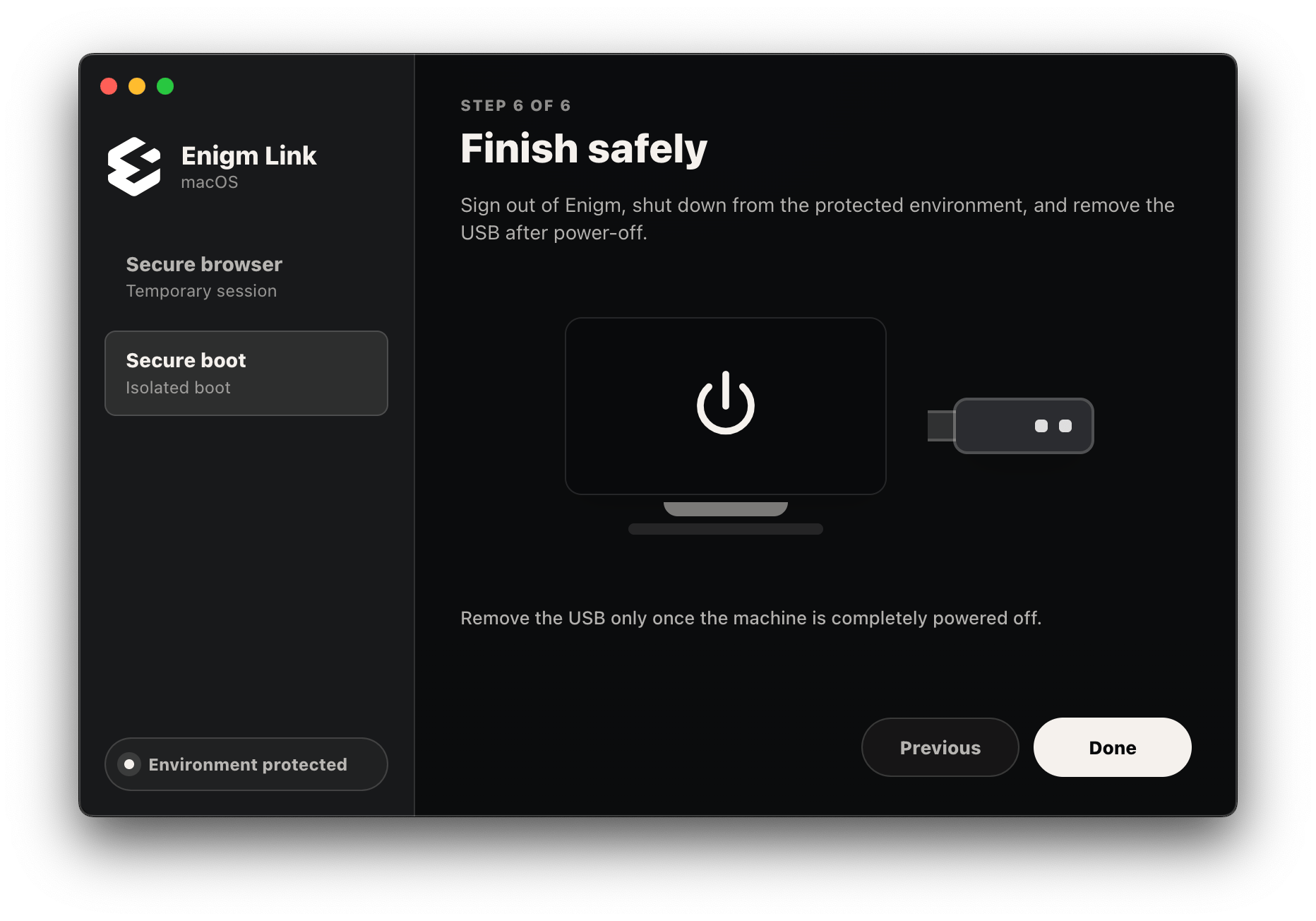 Enigm Link secure boot step six finish safely