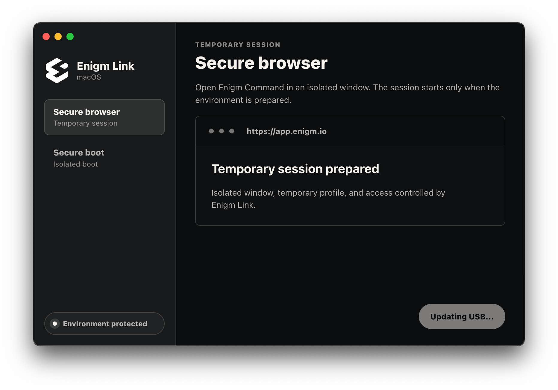 Enigm Link updating USB state