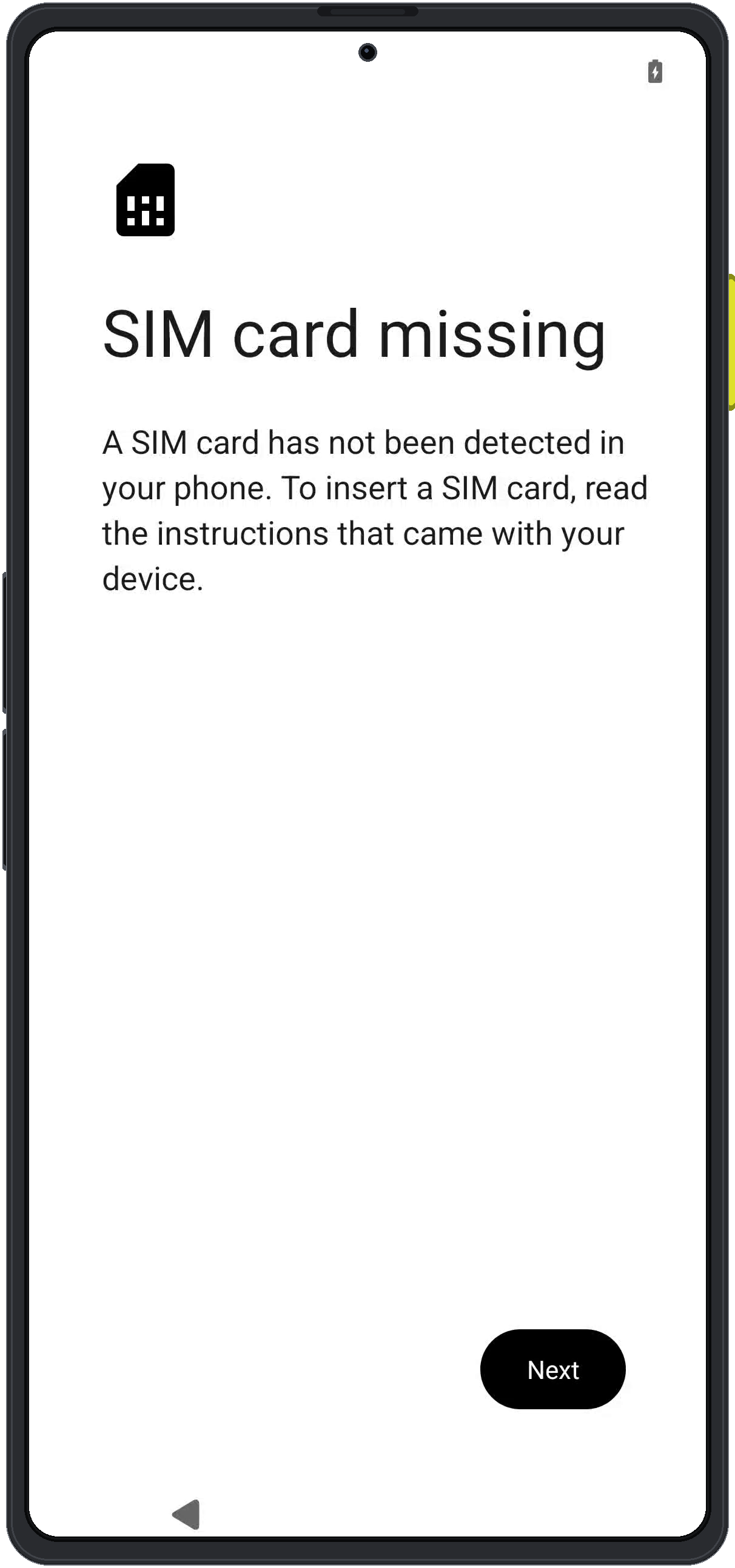 Enigm OS SIM card missing screen