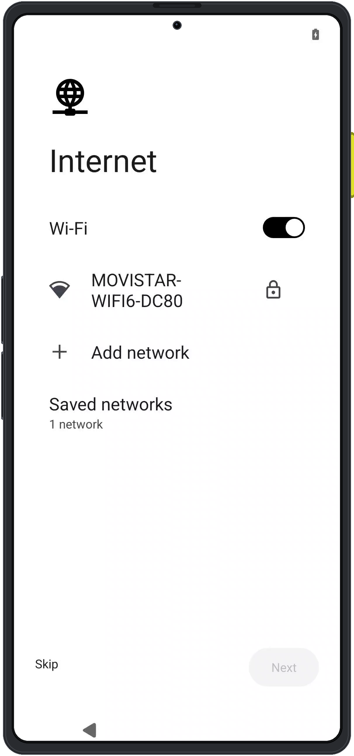 Enigm OS Internet setup screen