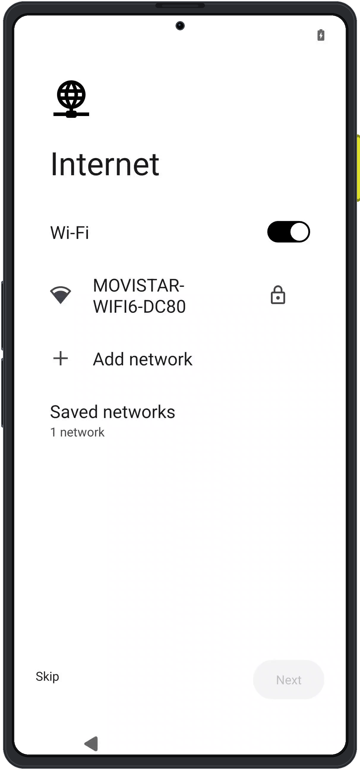 Enigm OS Internet setup screen
