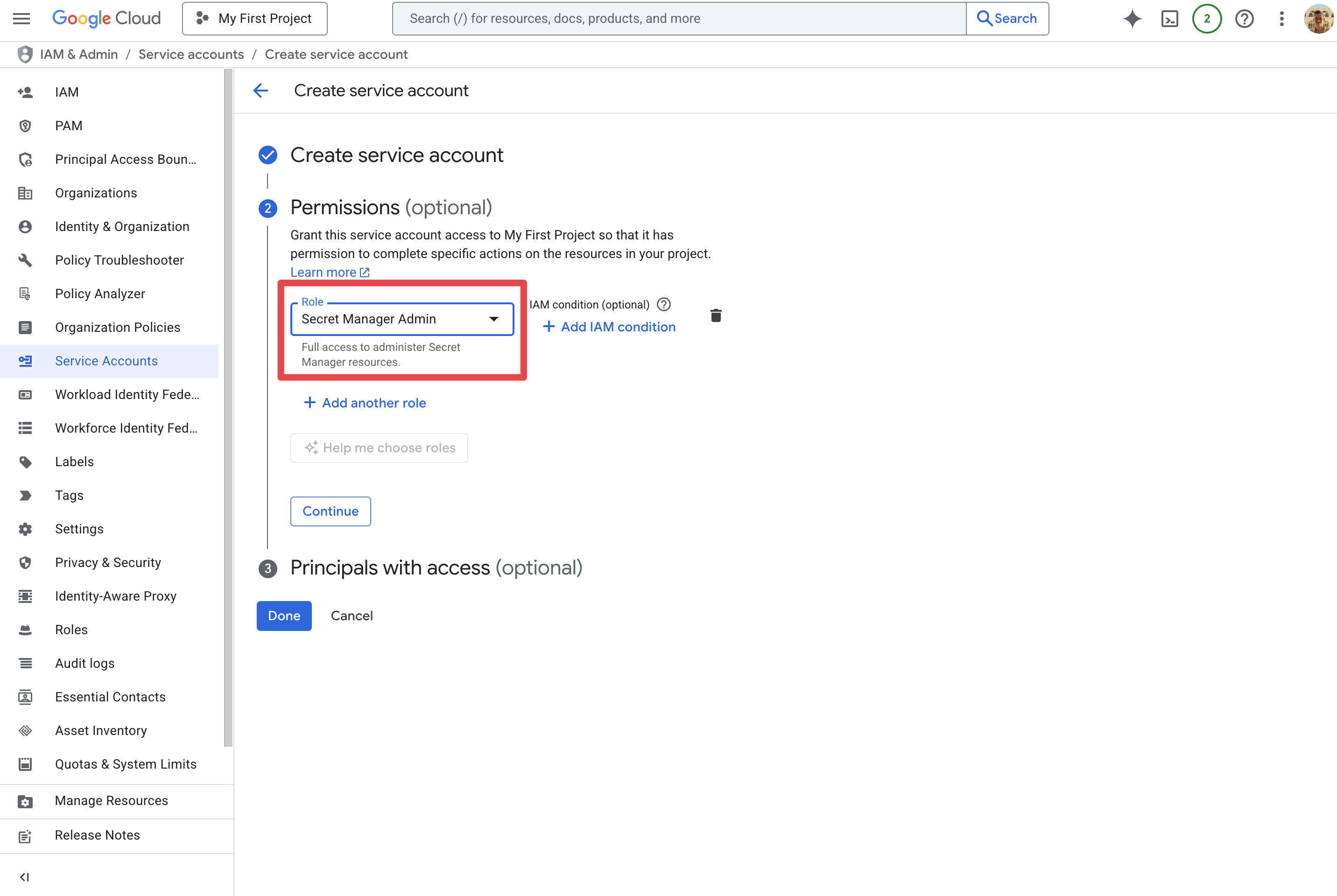 Assign Service Account Permission