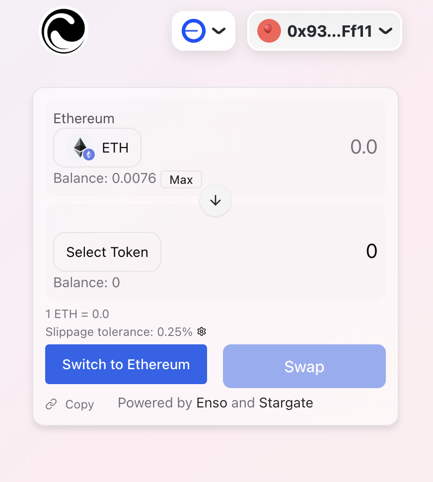 Cross-chain Route Widget - Enso Developer Documentation