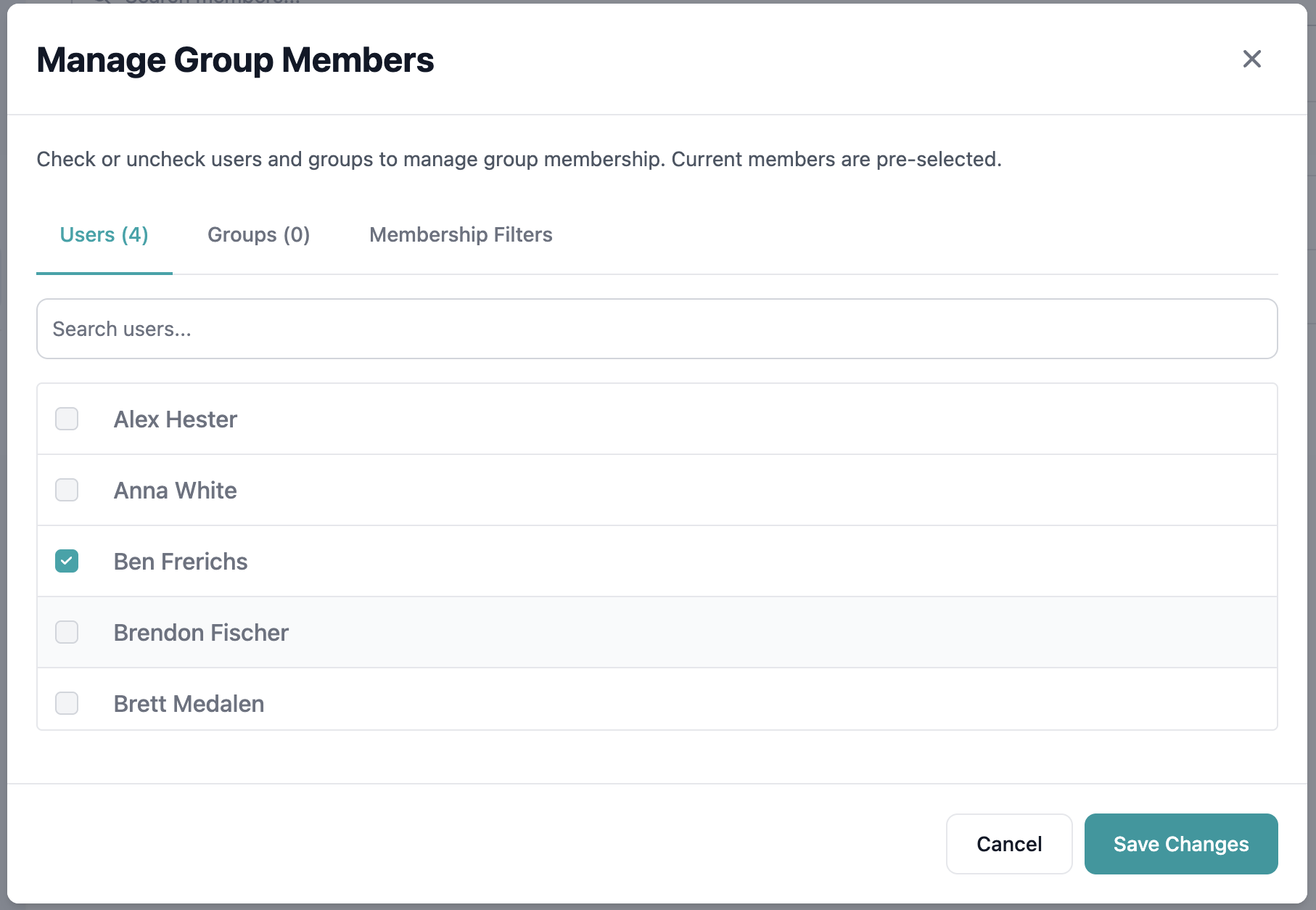 Group members list page