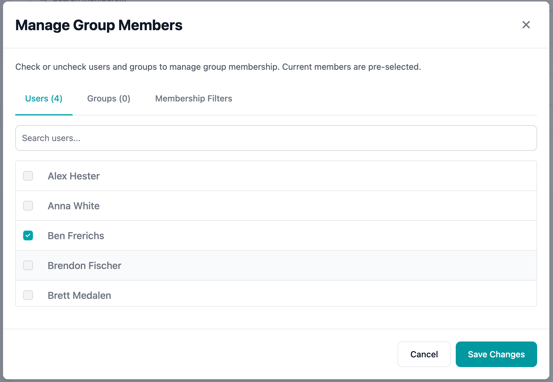 Group members list page