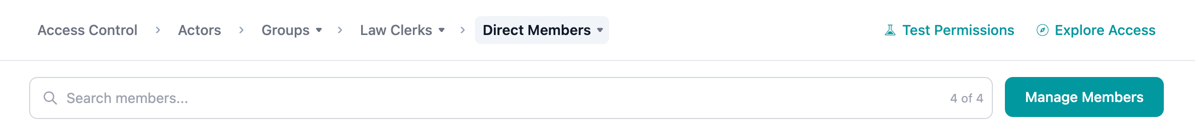 Test group permissions button