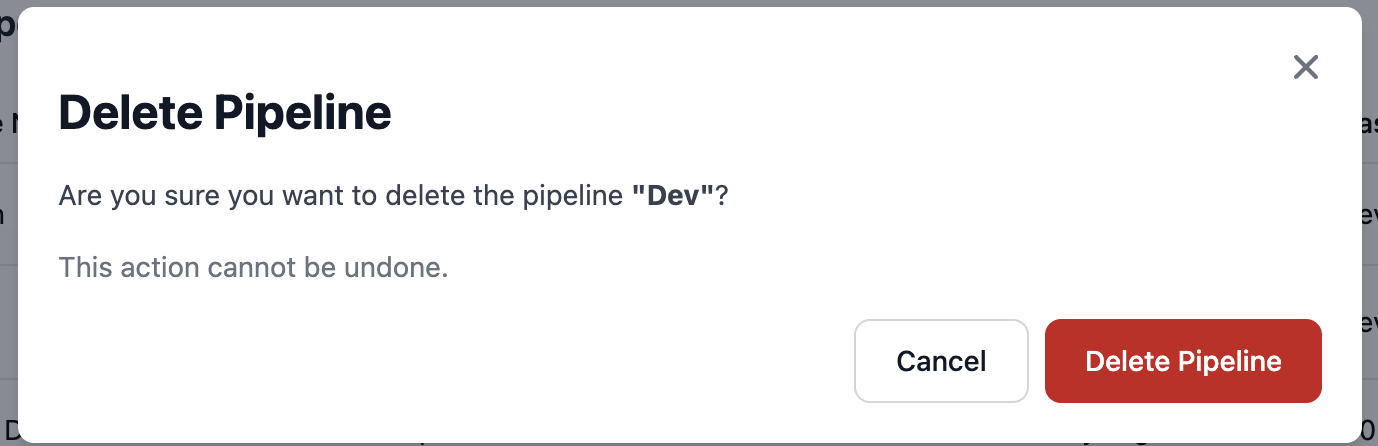 Delete confirmation dialog