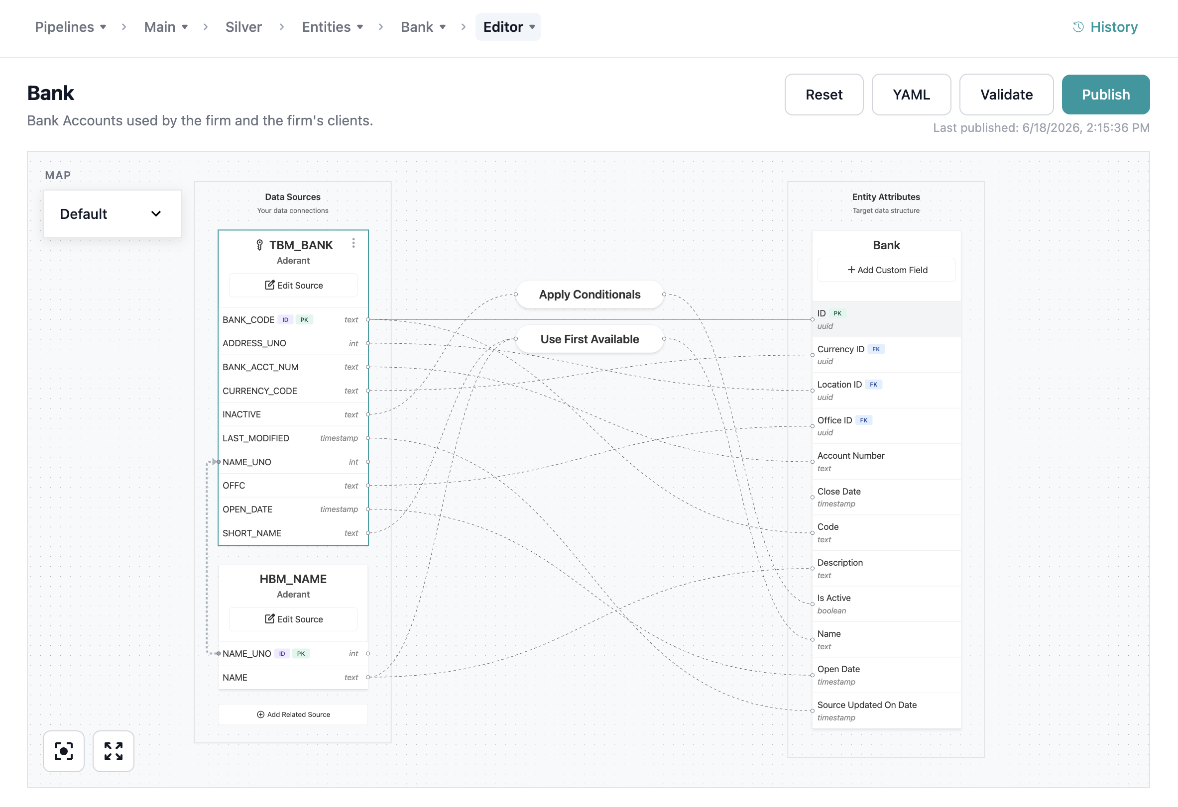 Multiple source nodes with color coding