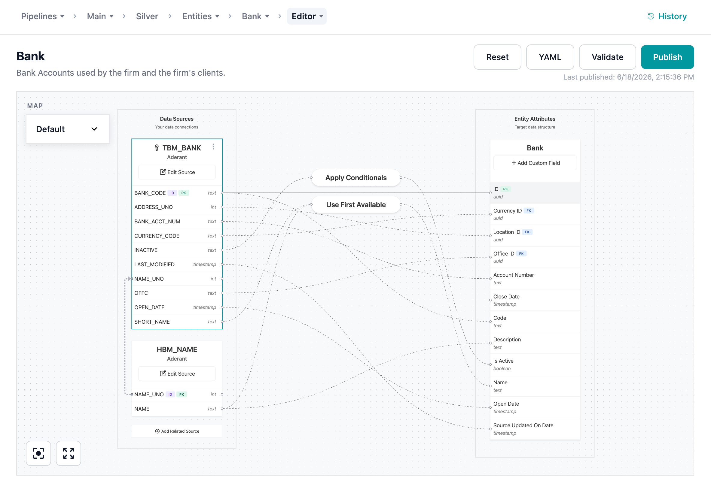 Multiple source nodes with color coding