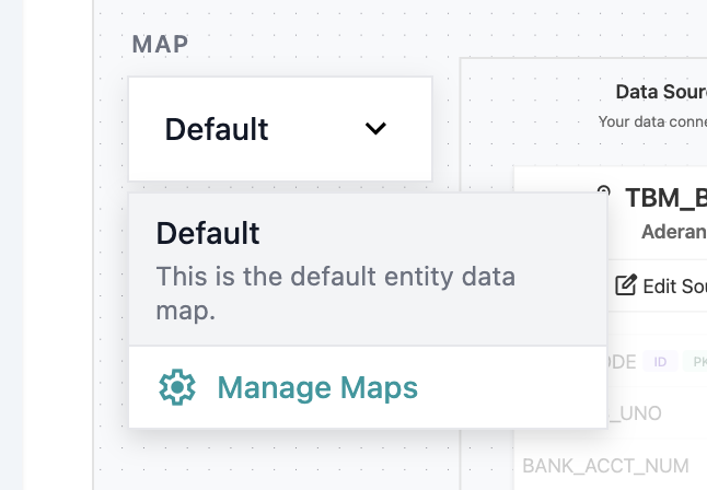 Data map selection dropdown