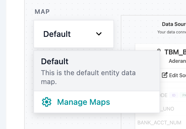 Data map selection dropdown