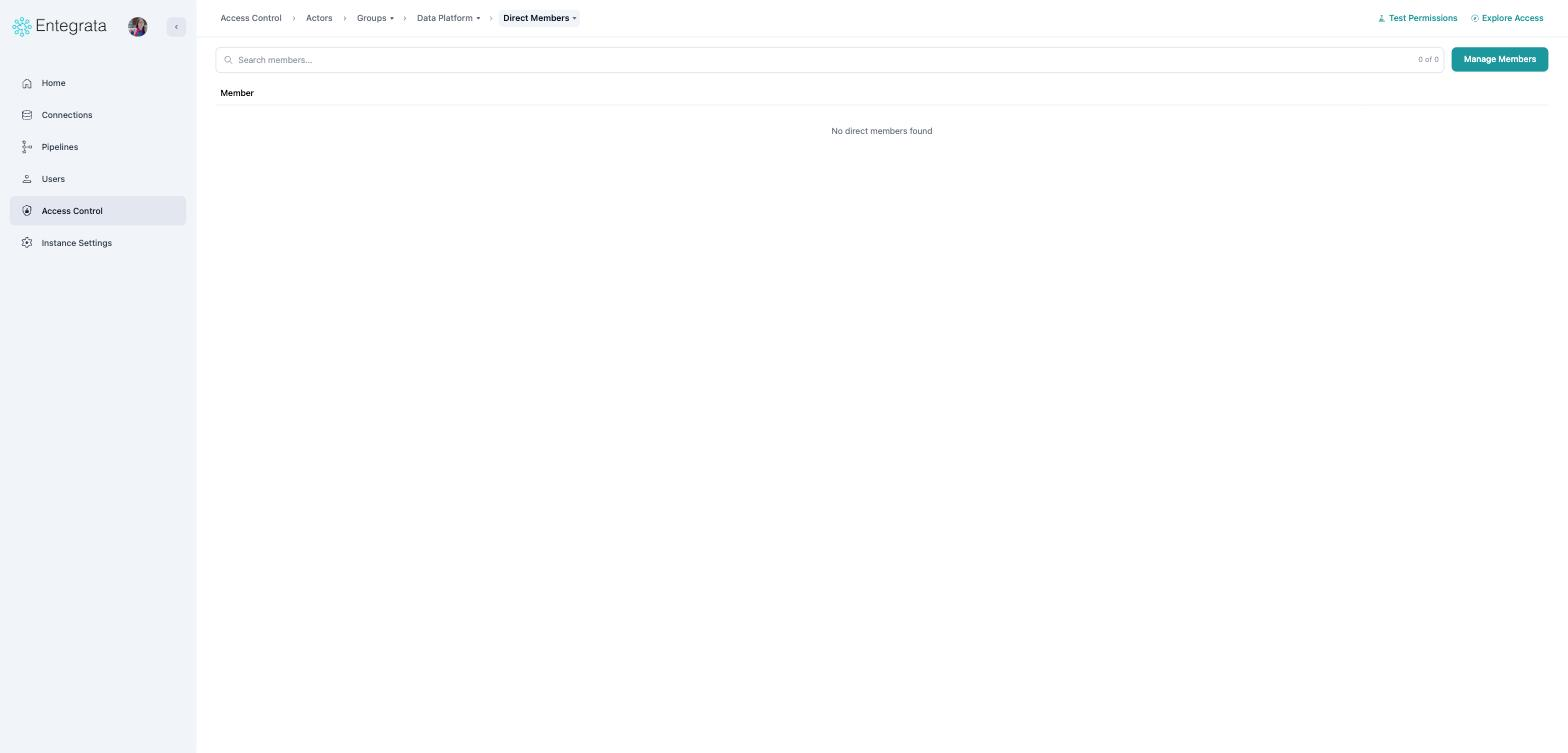 Group detail with breadcrumb menus and corner actions