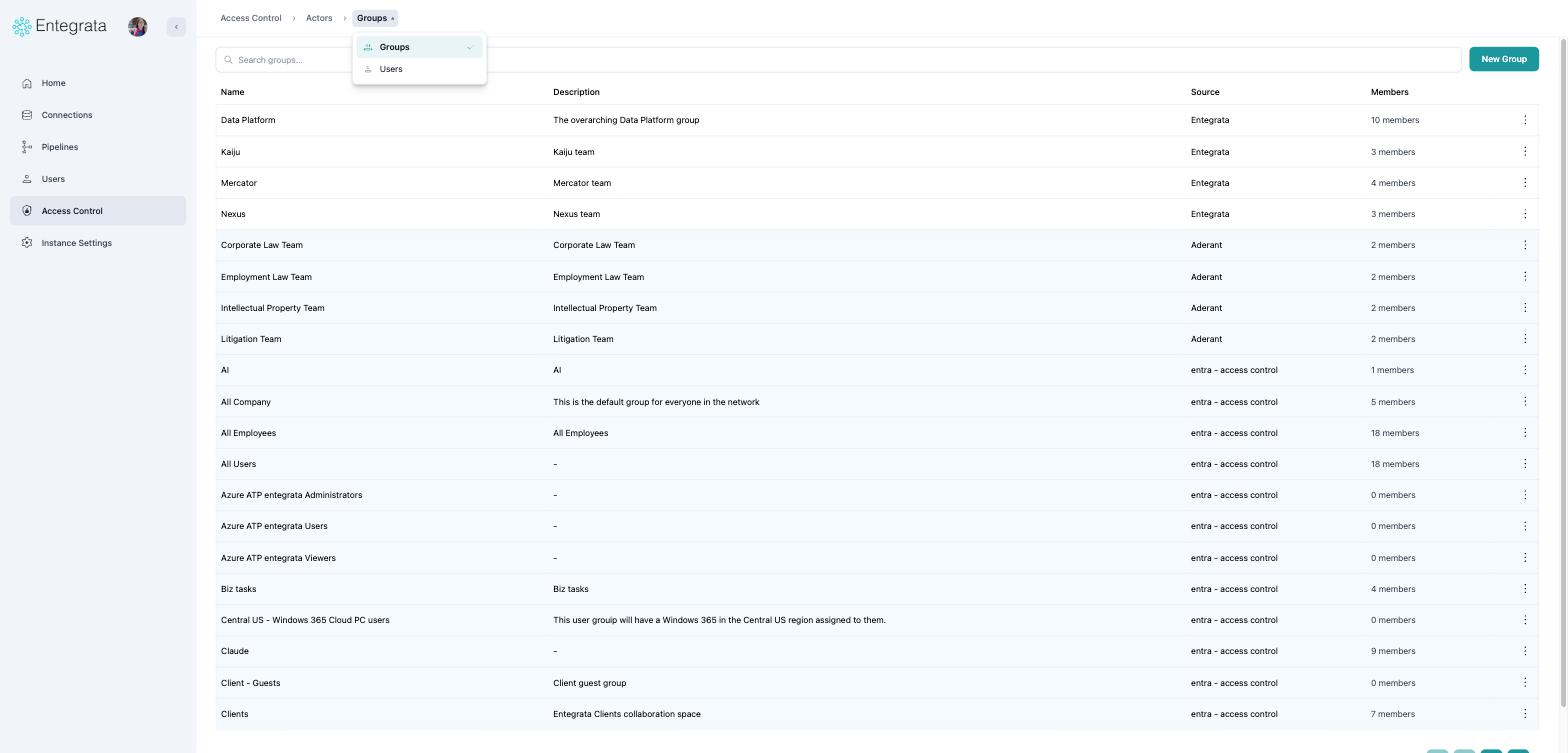 View menu open showing Groups and Users