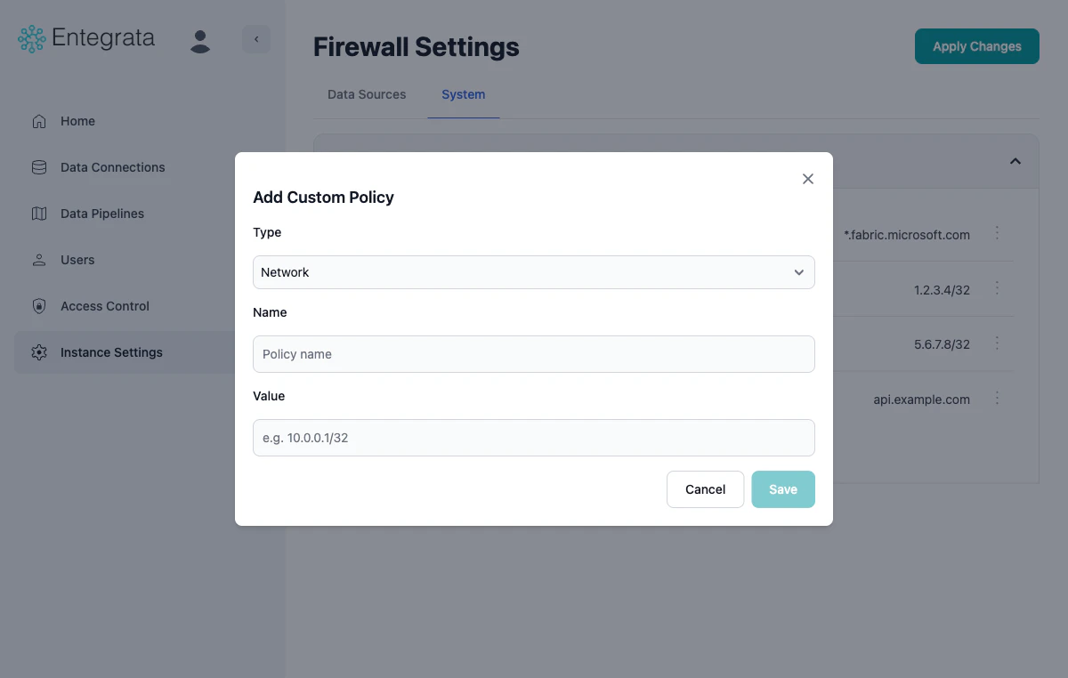 Add Custom Policy Dialog