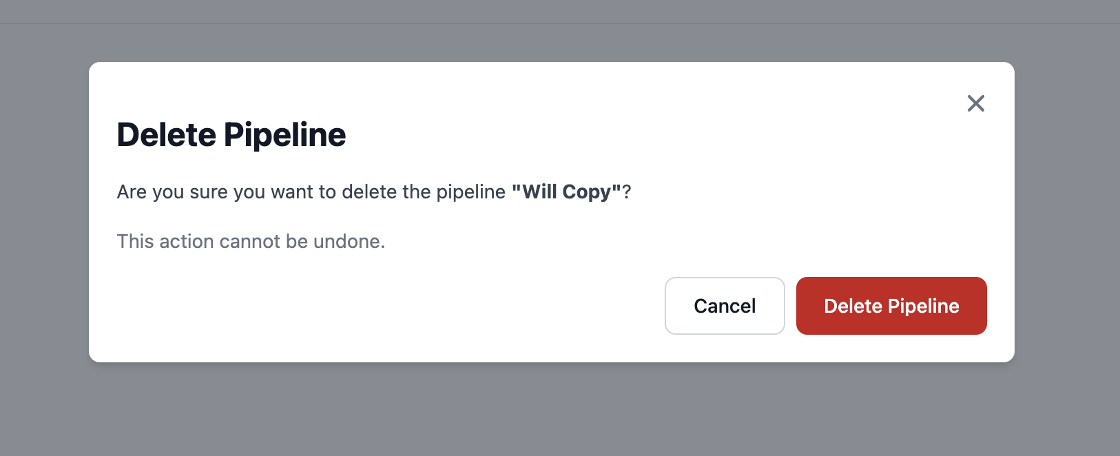 Delete confirmation dialog