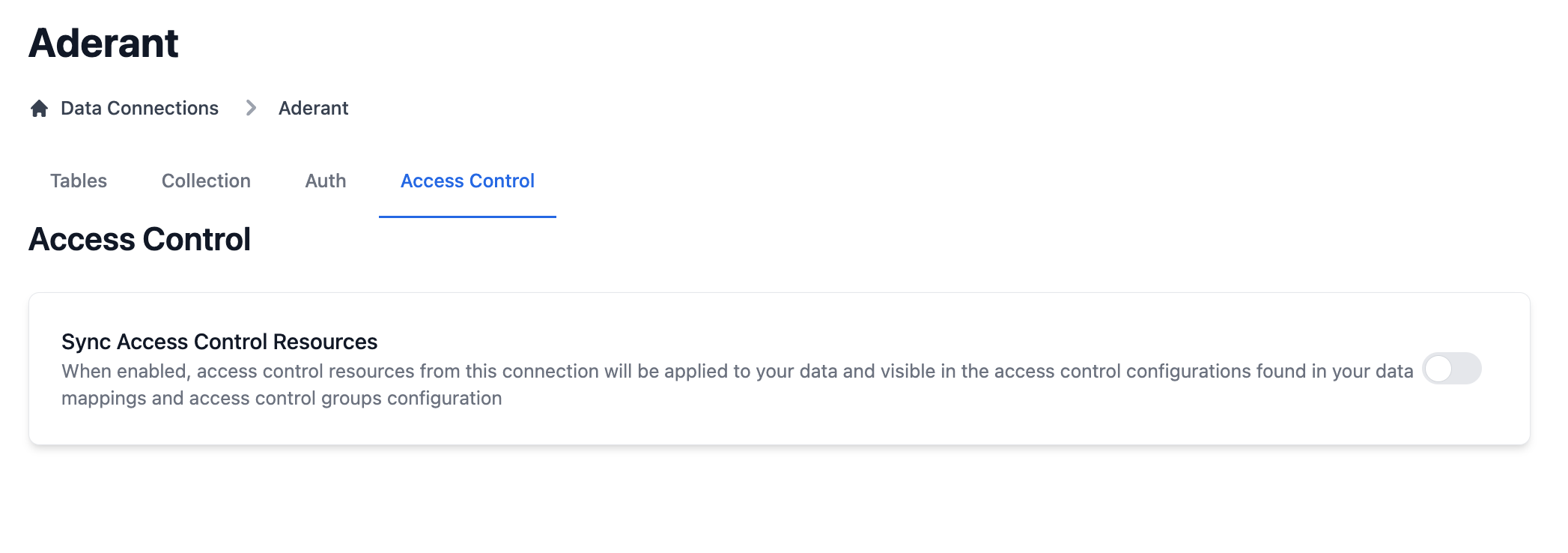 Connection list with Aderant highlighted