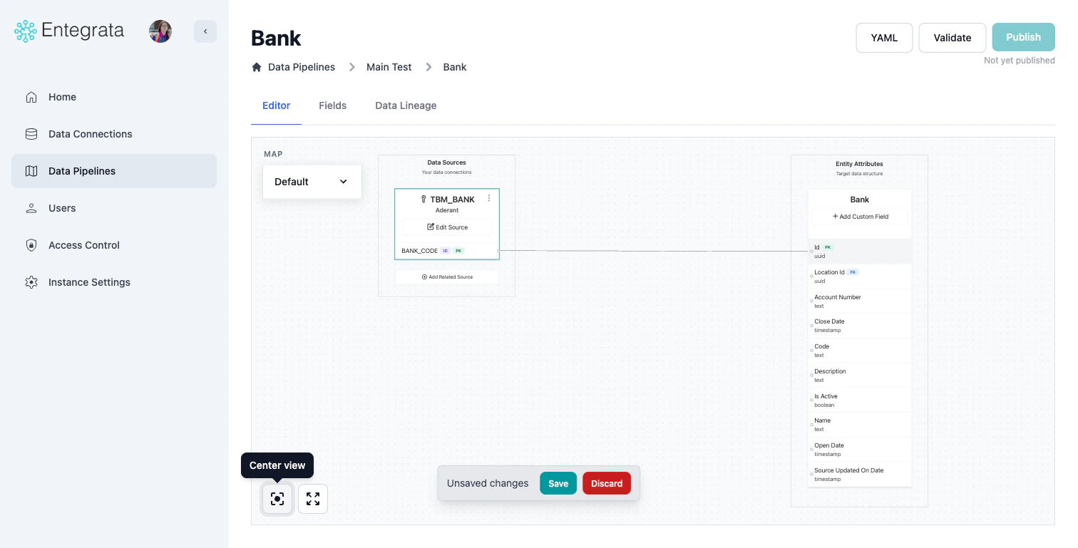 Canvas showing primary source with related sources and entity