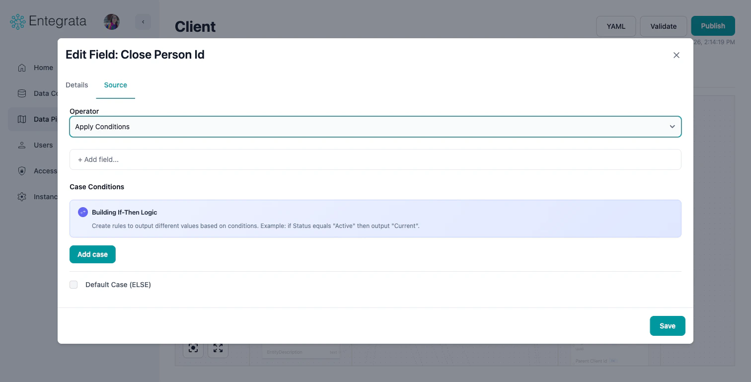 First CASE condition configuration