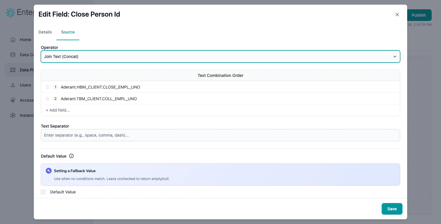 View and re-order source fields