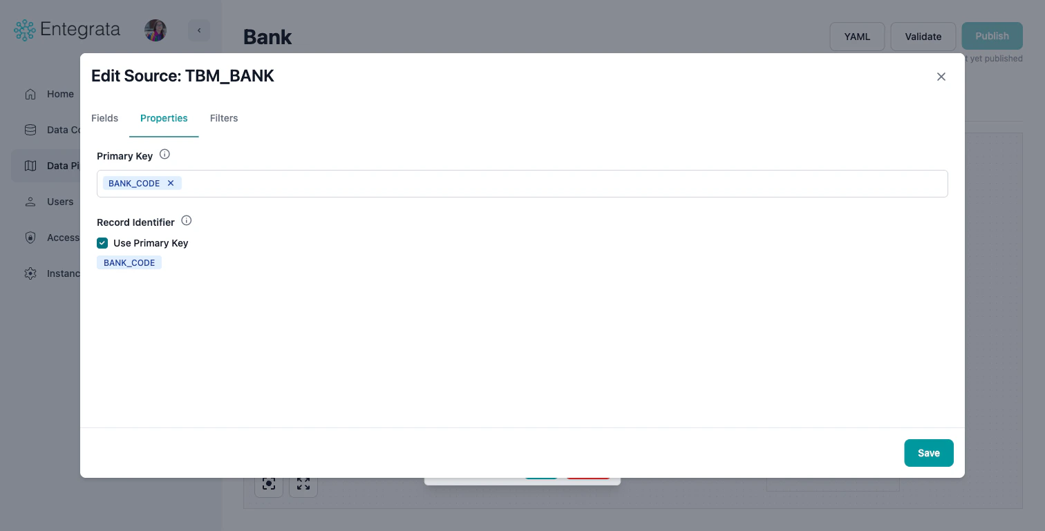 Edit Source modal - Properties tab