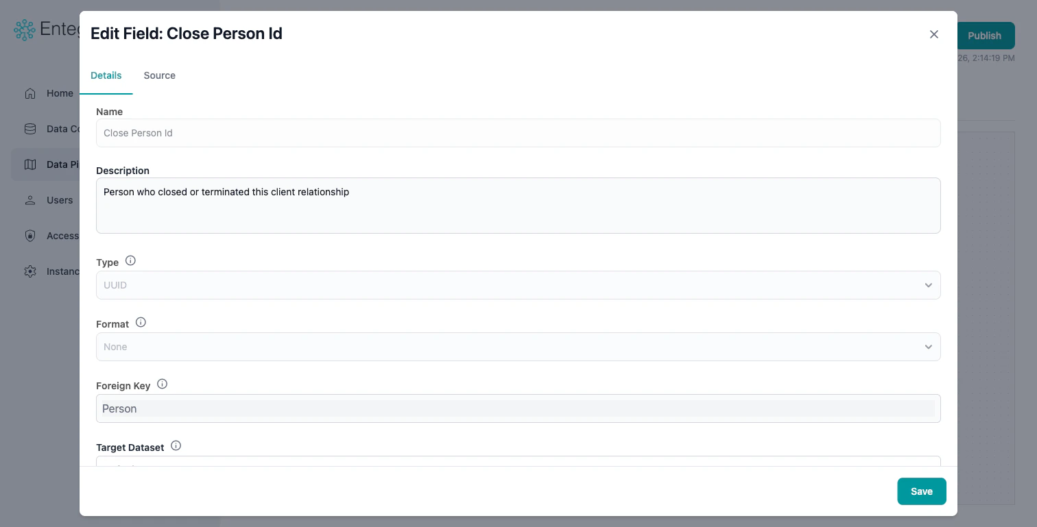 Edit Field modal showing field properties