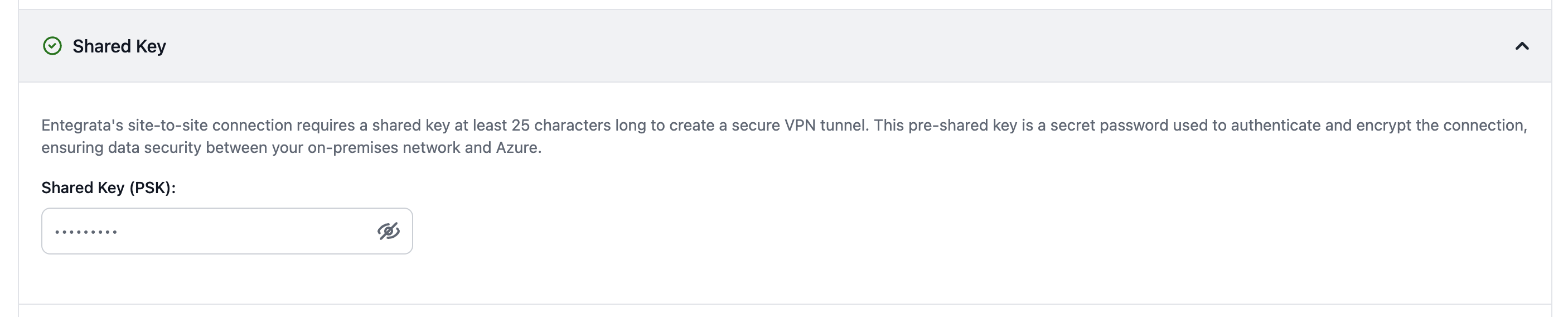 Shared key input with show/hide toggle
